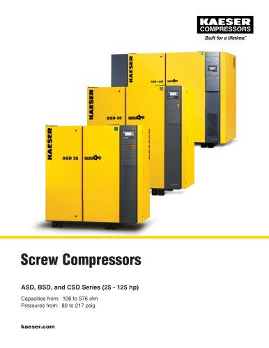  Kaeser Compressors has pushed the boundaries of compressed air efficiency with the ASD, BSD, and CSD series of rotary screw compressors. . Kaeser compressor csd 125 manual pdf